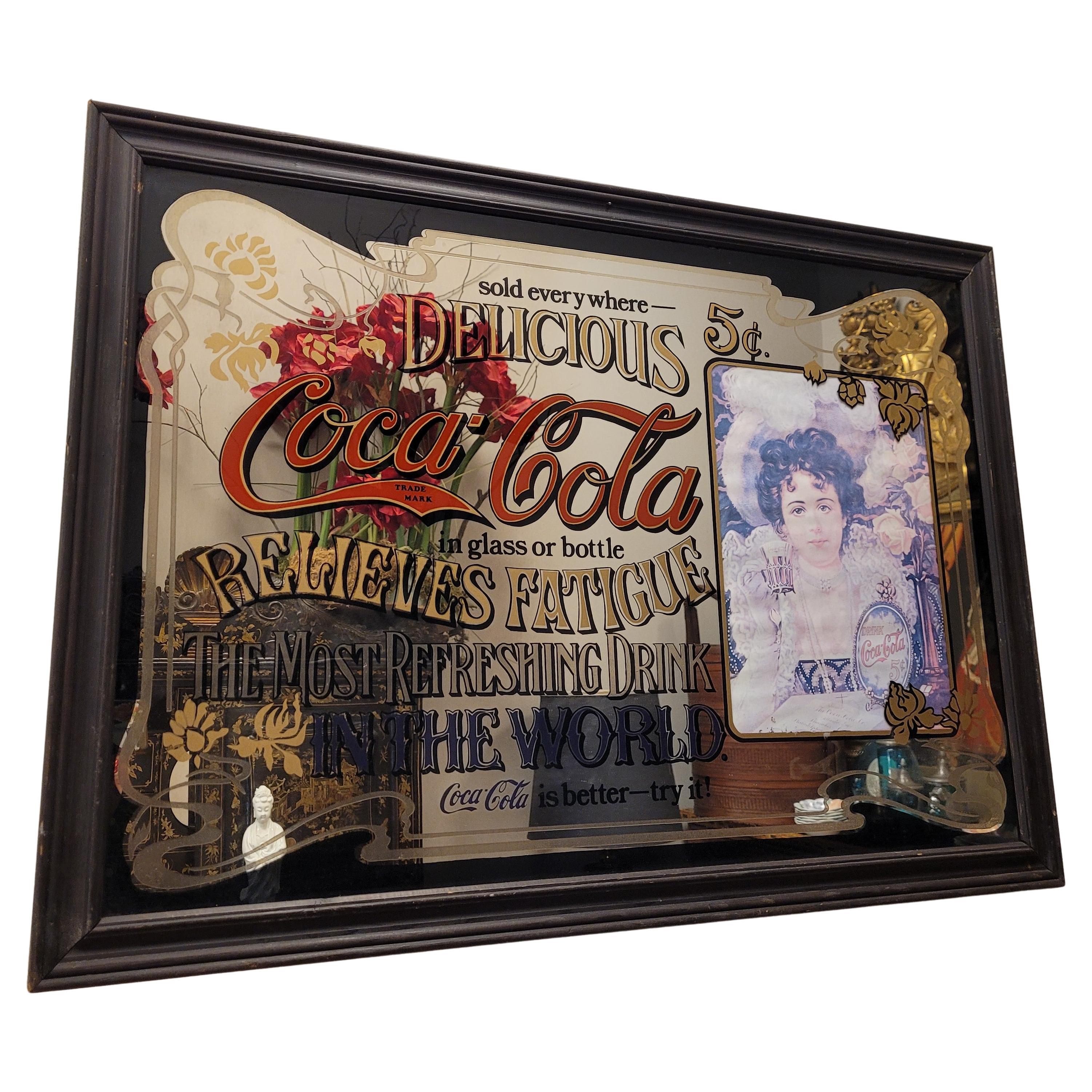 Retro advertising painting Mirror of Coca Cola