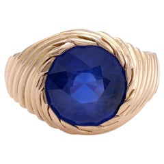 Retro AGL Burma Sapphire Yellow Gold Ring