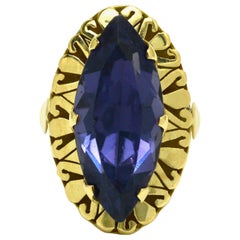 Retro 8.34 Carat Marquise Synthetic Sapphire Cocktail Ring