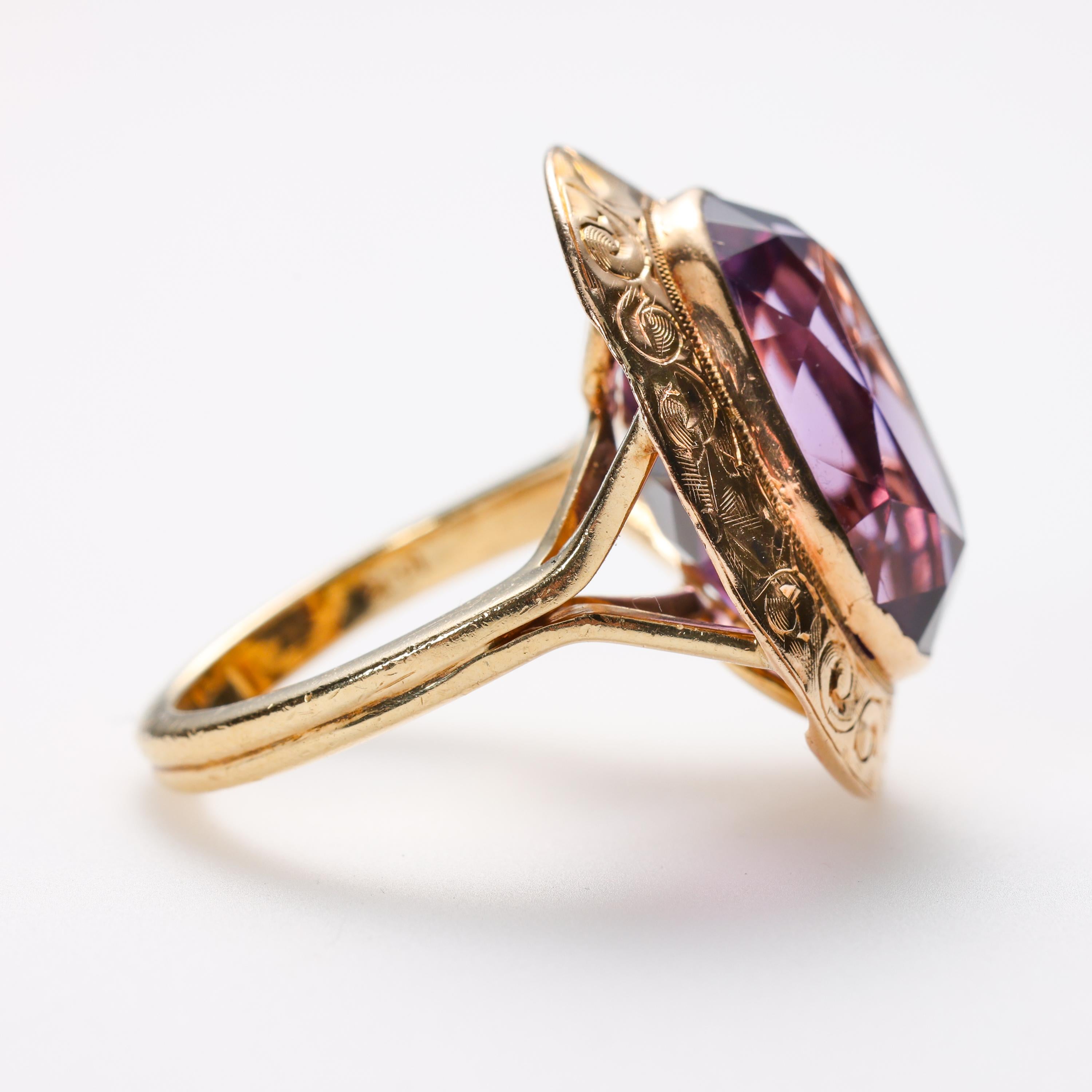 Oval Cut Retro Amethyst Cocktail Ring For Sale