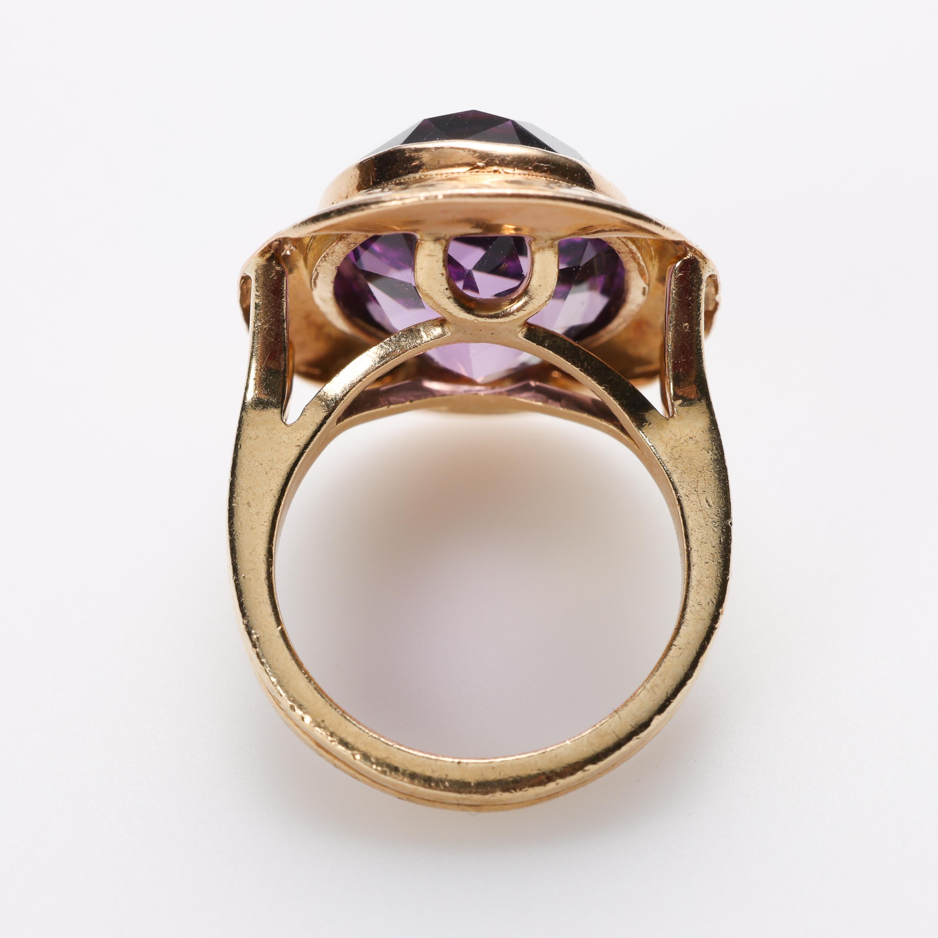 Retro Amethyst Cocktail Ring For Sale 1