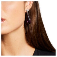Retro Amethyst drop earrings in 18k white gold