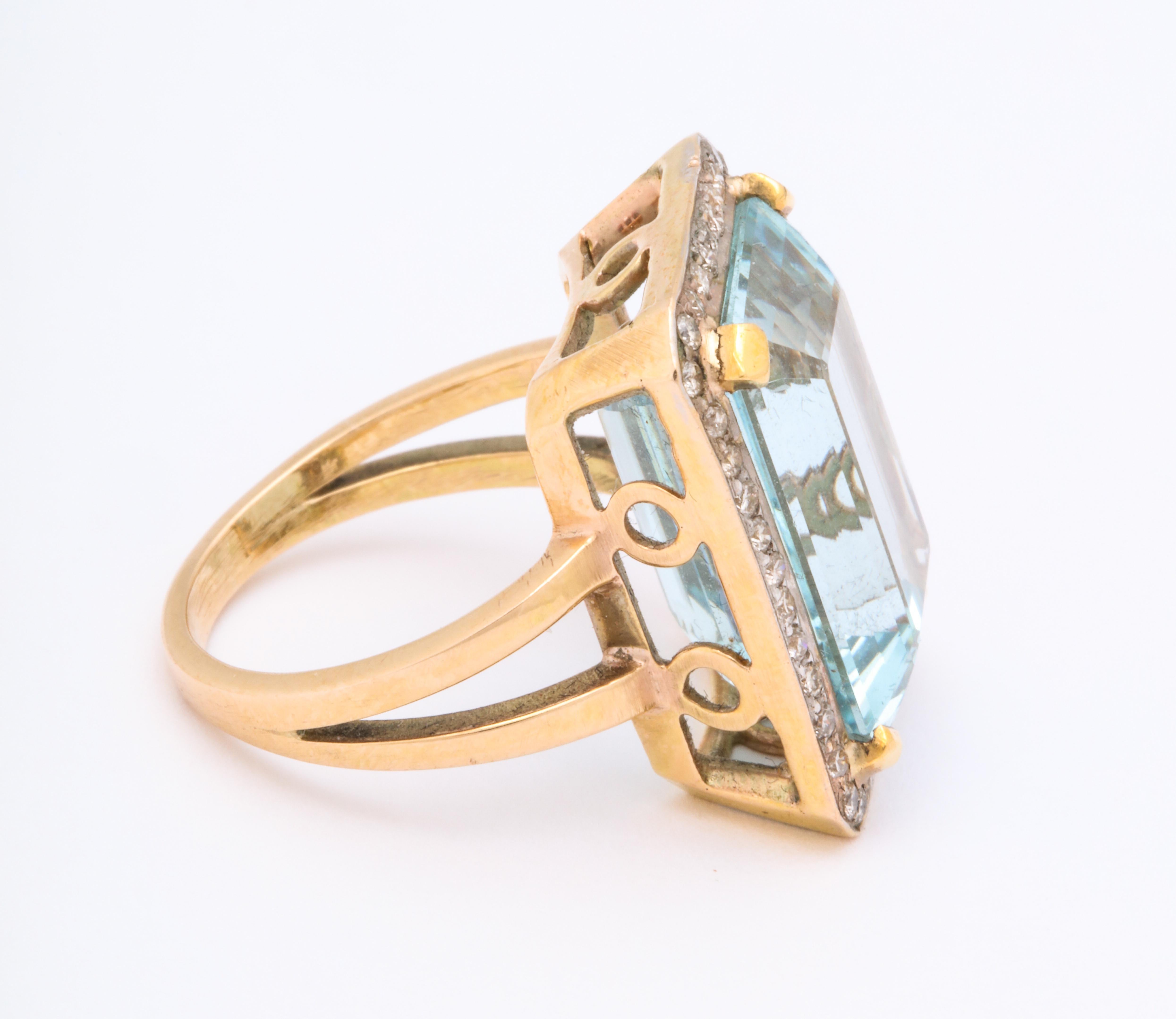 Retro Aquamarine and Diamond Ring In Good Condition In New York, NY