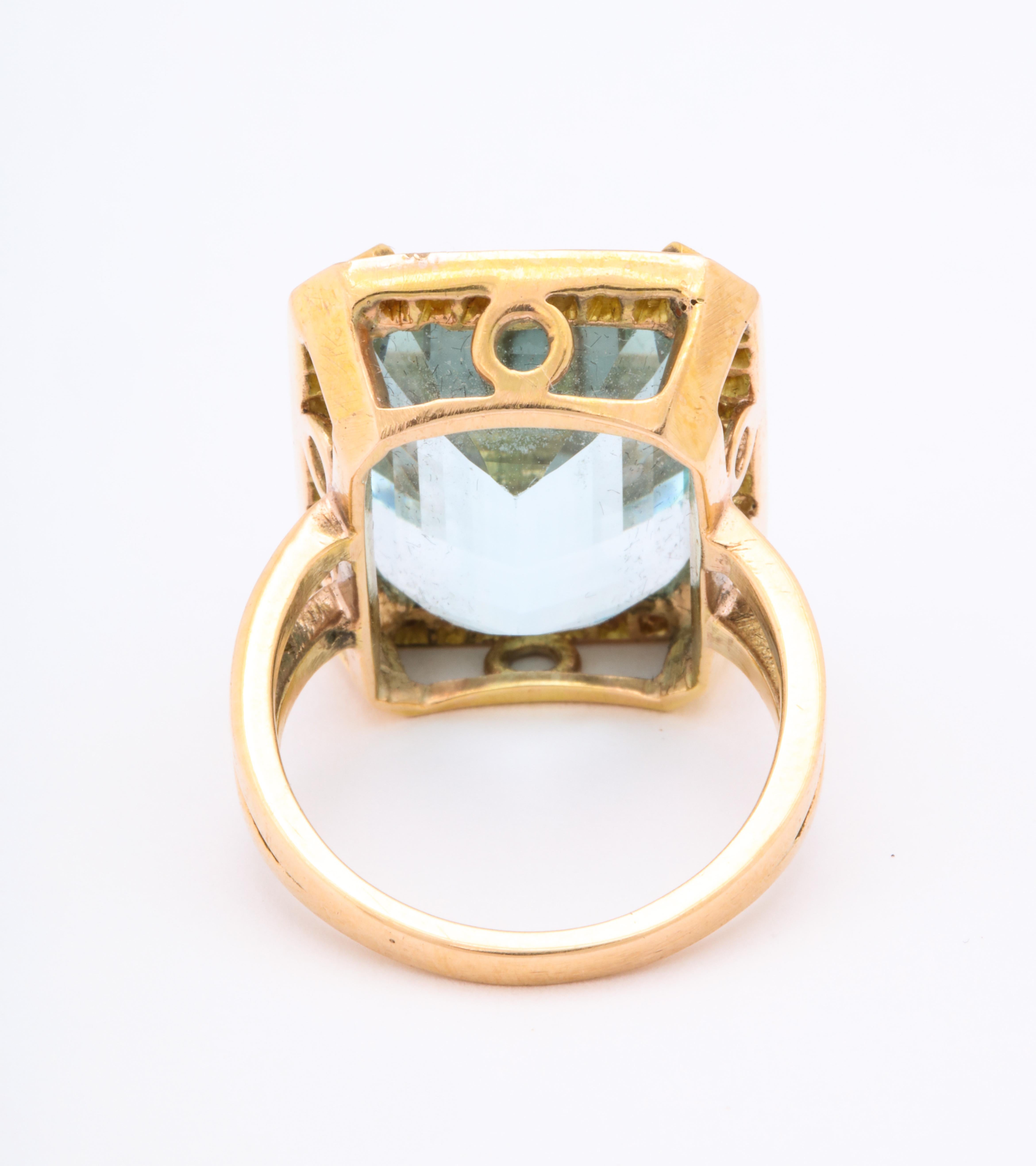 Women's Retro Aquamarine and Diamond Ring