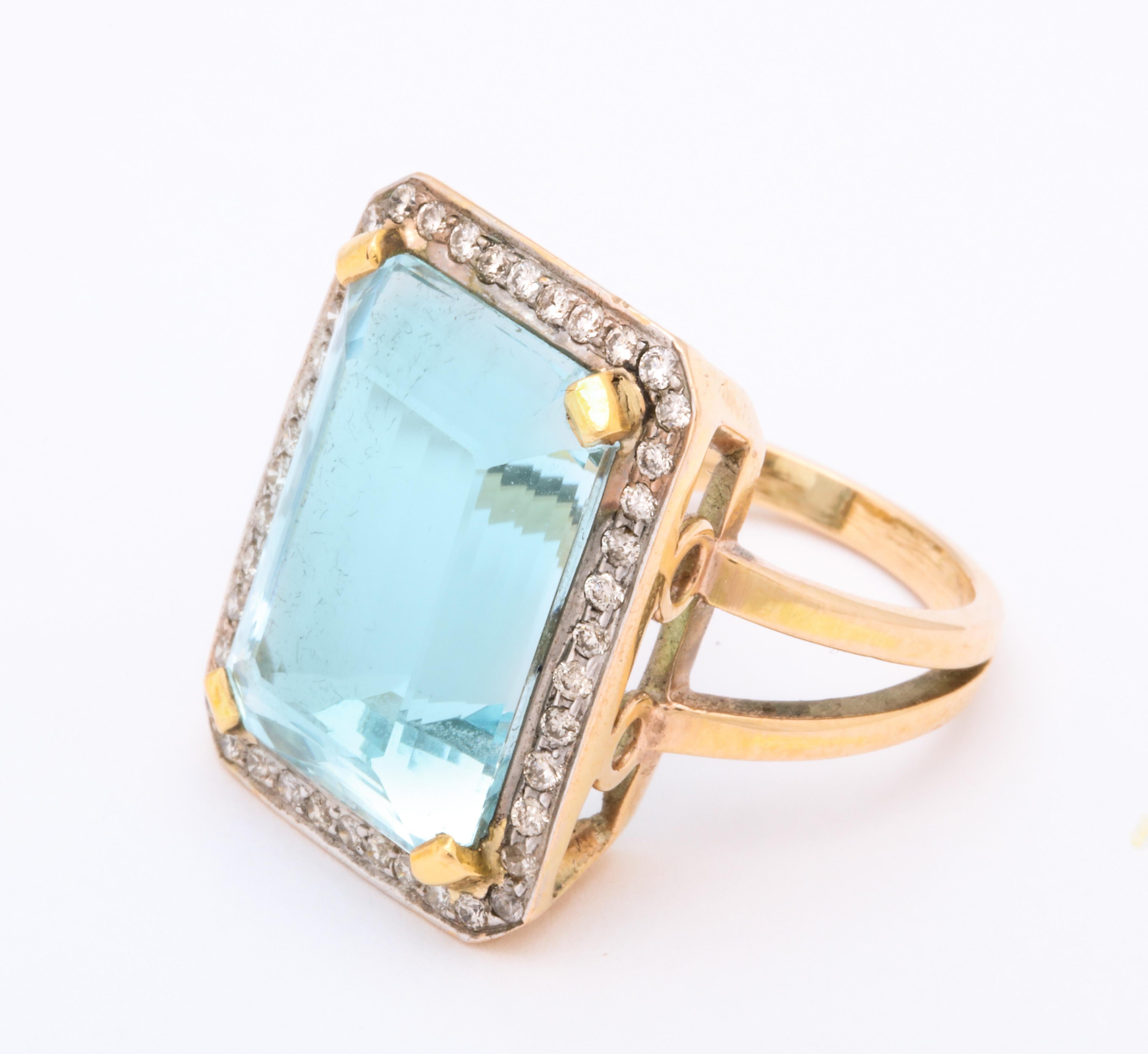 Retro Aquamarine and Diamond Ring 2