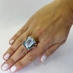 Retro Aquamarine Cocktail Ring