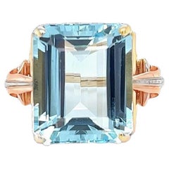 Retro Aquamarine Cocktail Ring