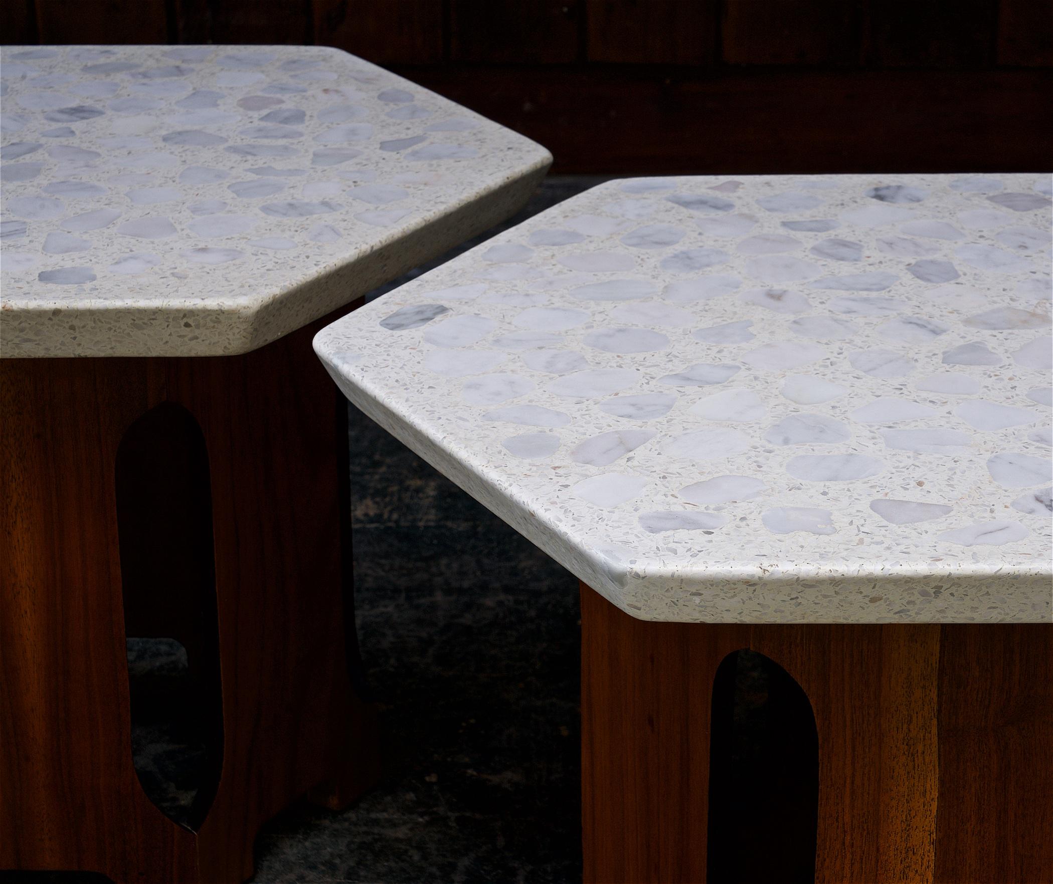 Cast Stone Retro Architects Terrazzo Geometric Stone Tables Walnut Cabin Modern Lautner