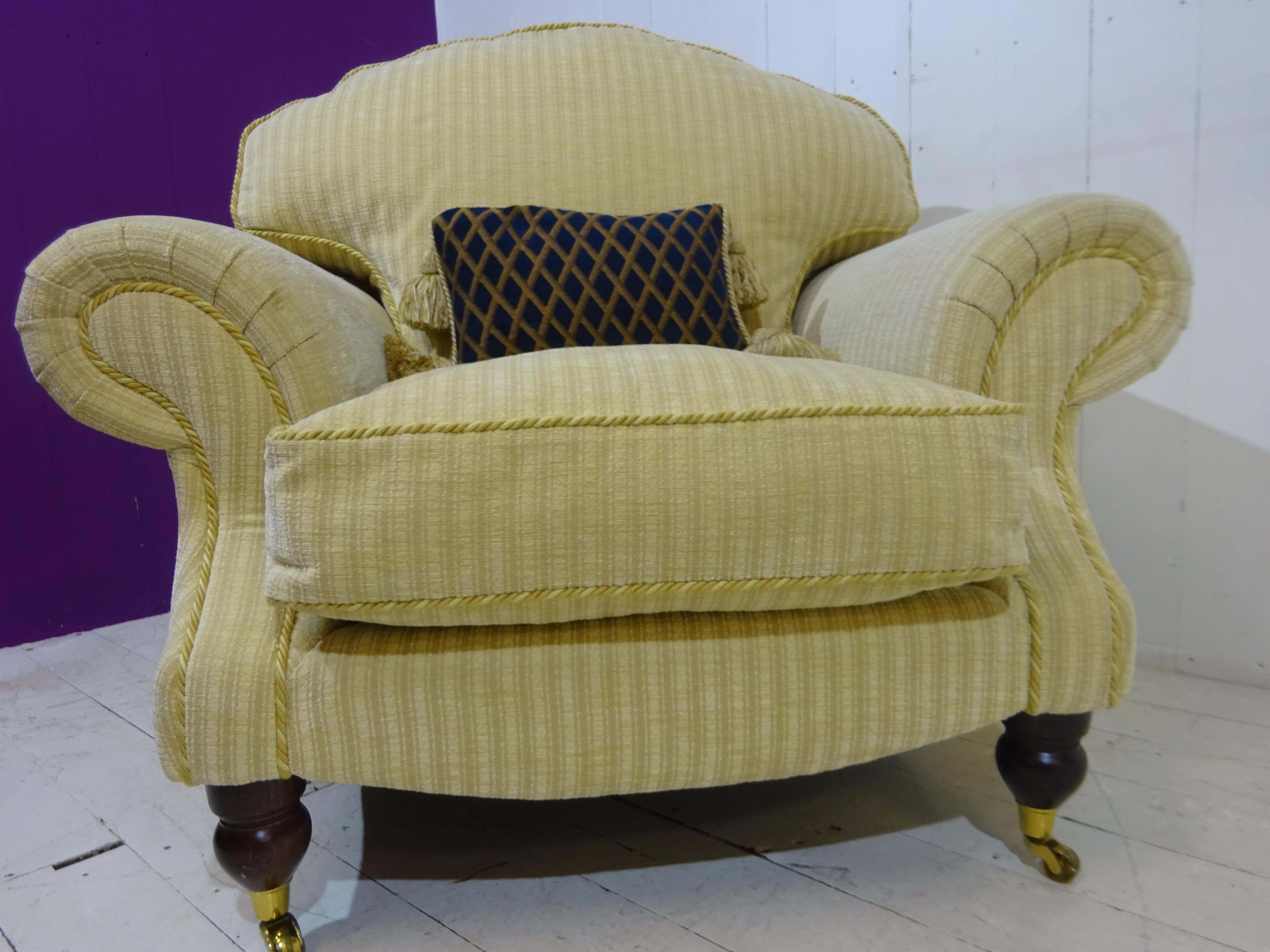 British Retro Armchair and Footstool For Sale