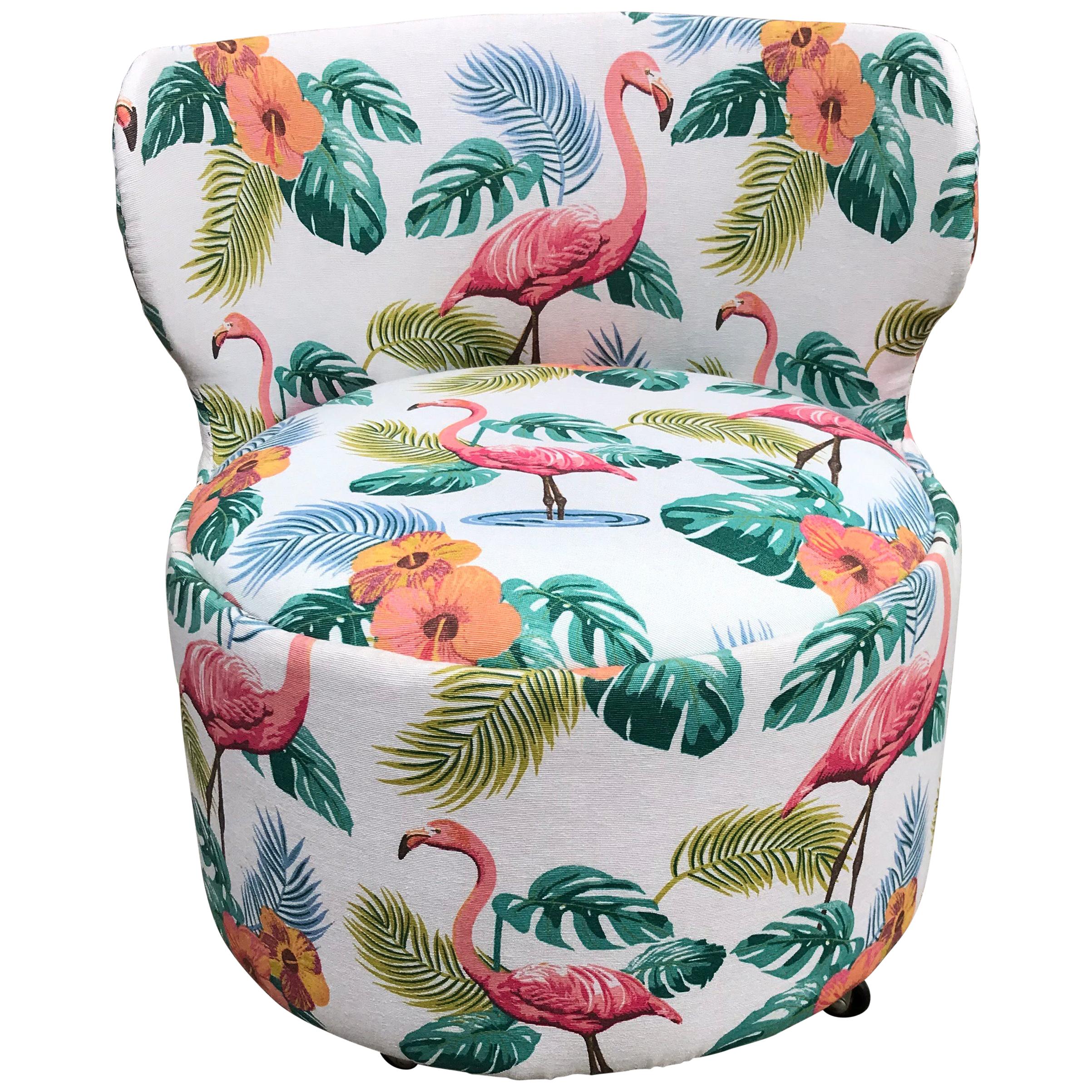 Retro Armchair with Flamingo Pattern, 1970s