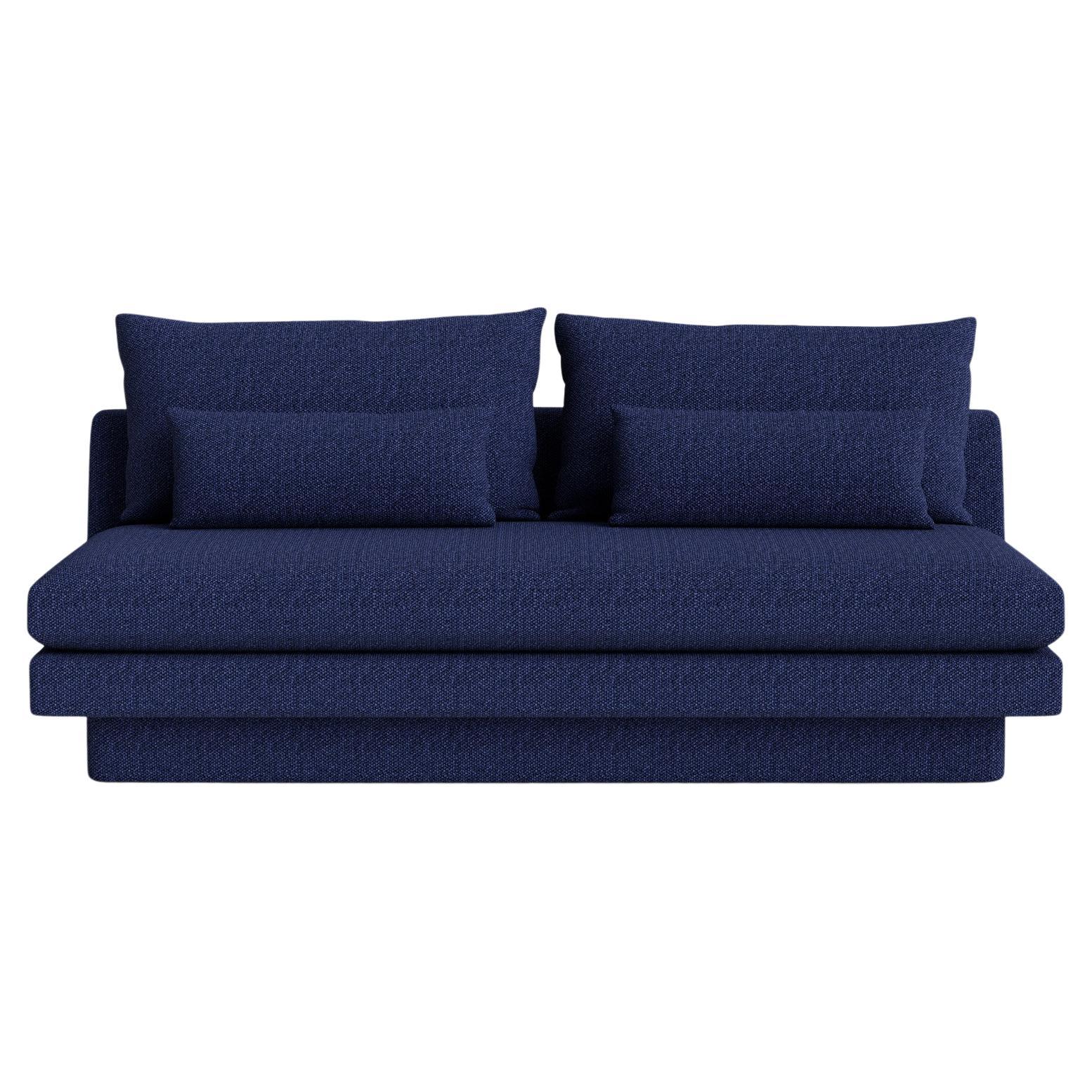 Retro Armless Sofa with Plinth Base in Kvadrat Safire