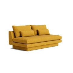 Retro Armless Sofa with Plinth Base in Maharam Beck