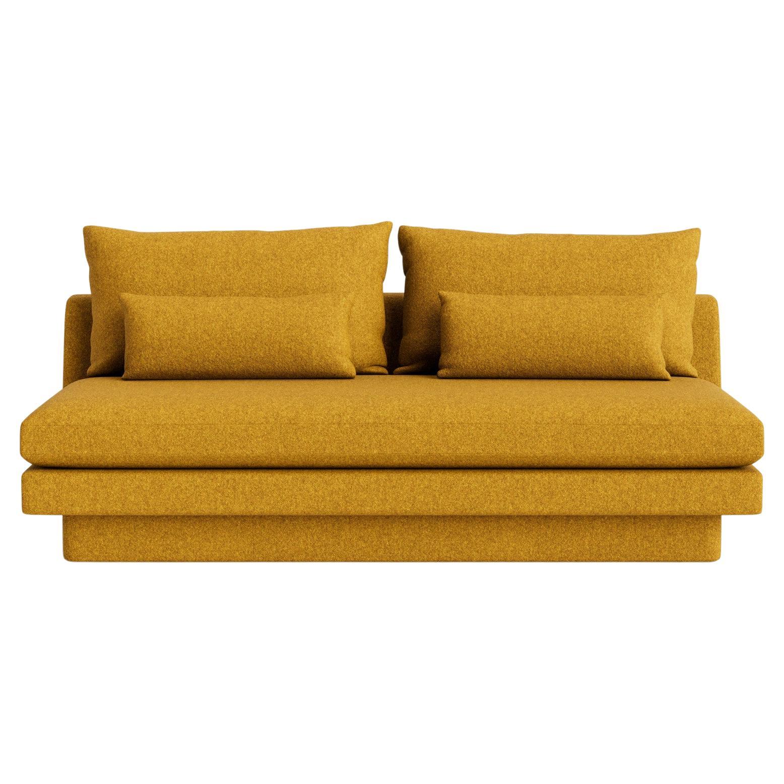 Retro Armless Sofa with Plinth Base in Maharam Beck