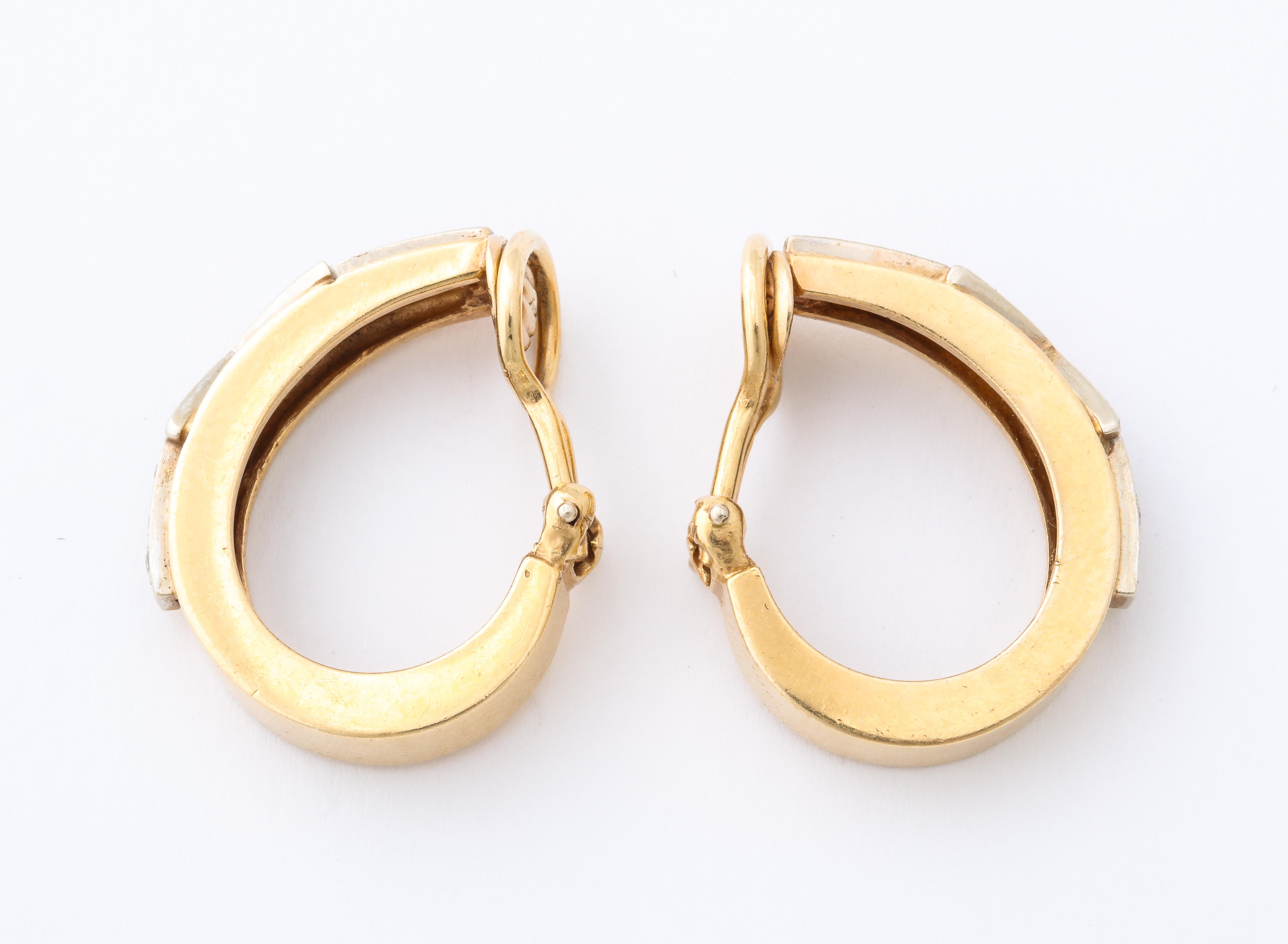 Women's Retro Arrow Design Diamond and Gold Hoop Earrings by Hammerman