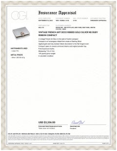 Retro Art Deco Silber 14 Karat Gold Rubine 2,4 Zoll Kompakt Schwarz Starr Gorham