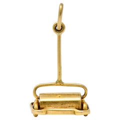 Vintage Articulated 14 Karat Gold Antique Bissell Floor Sweeper Charm