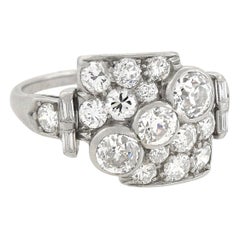 Retro Asymmetrical Diamond Encrusted Ring 1.83 Total Carat