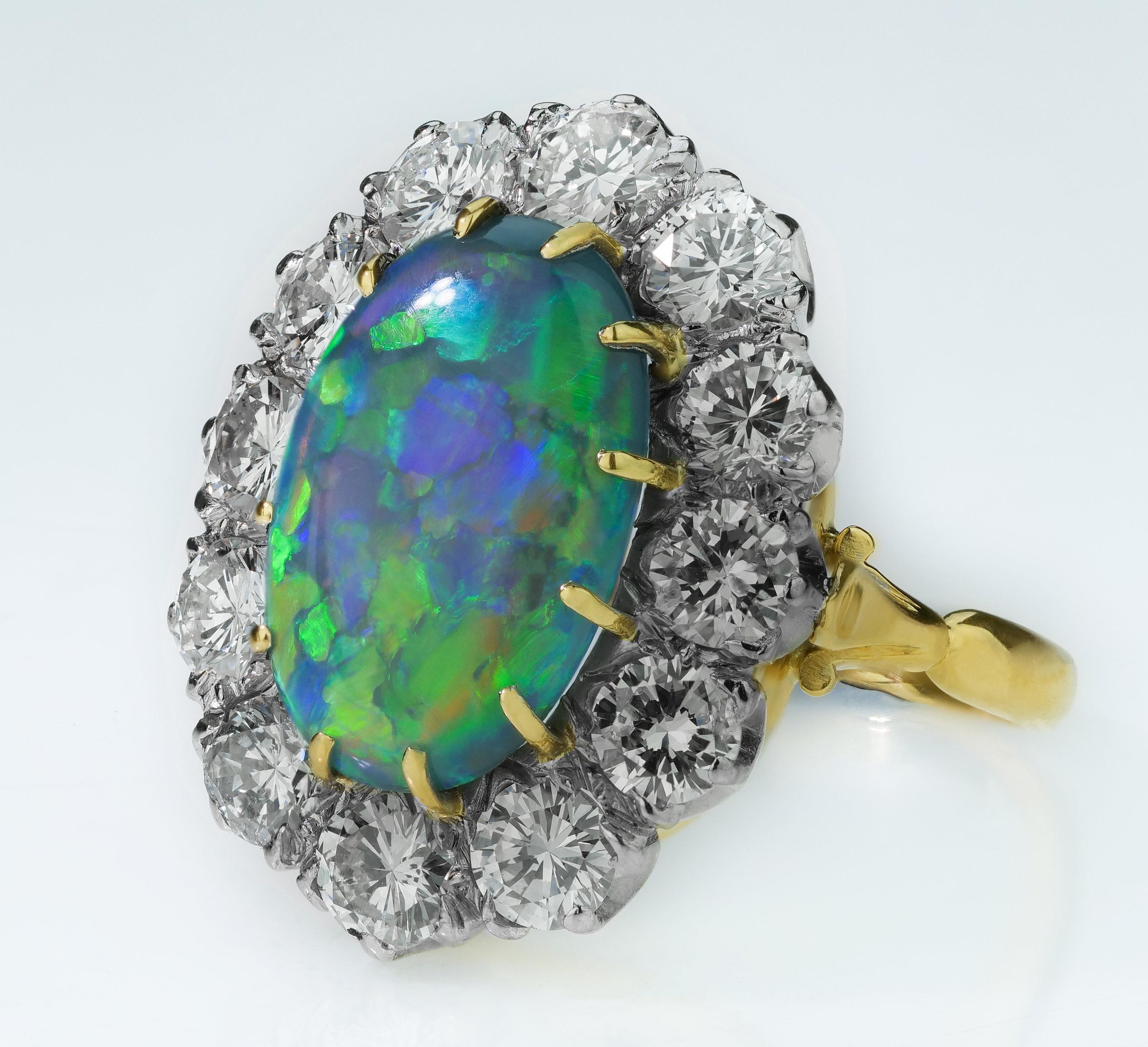 black opal diamond ring