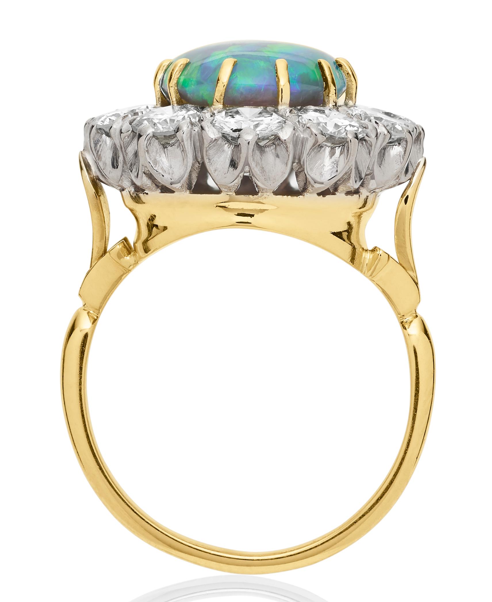 black opal and diamond ring