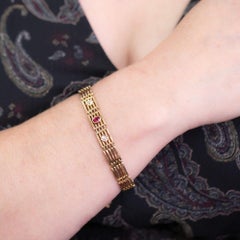 Pulsera retro austriaca húngara de rubíes y diamantes circa años 50