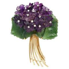 Retro Austrian violet posy brooch