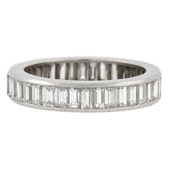 Retro Baguette Cut Diamond Eternity Band with French Hallmarks 1.90 Total Carat