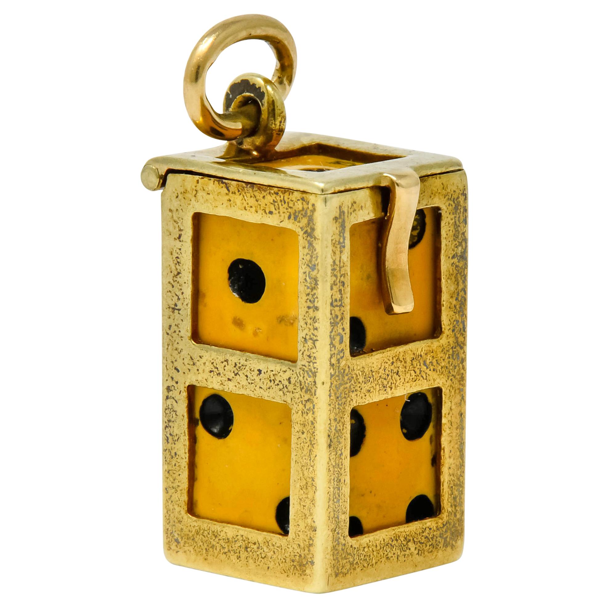 Retro Bakelite 14 Karat Gold Removable Lucky Dice Charm
