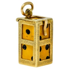 Vintage Bakelite 14 Karat Gold Removable Lucky Dice Charm