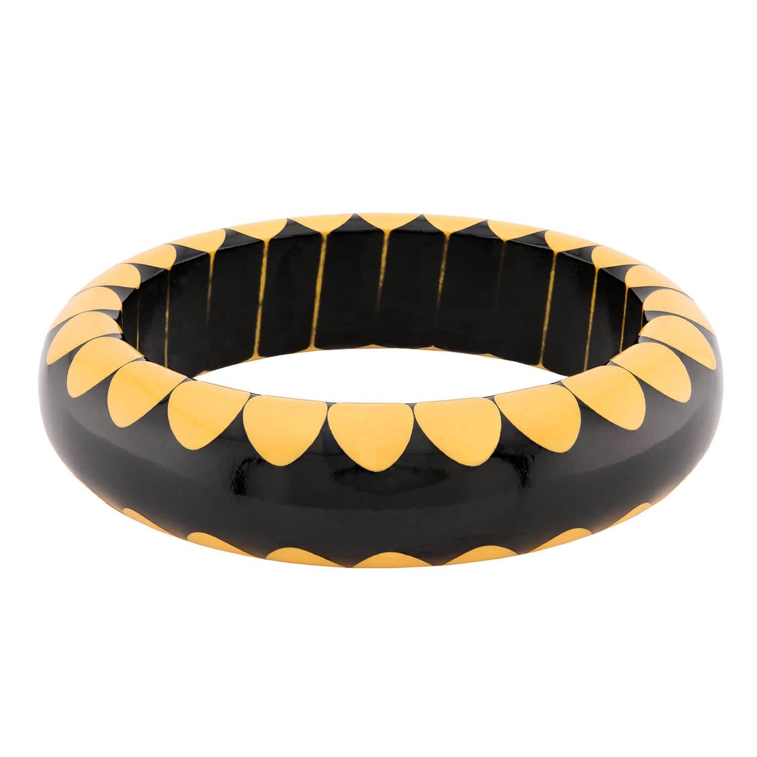 Retro Bakelit Creme Mais und Schwarz Armreif