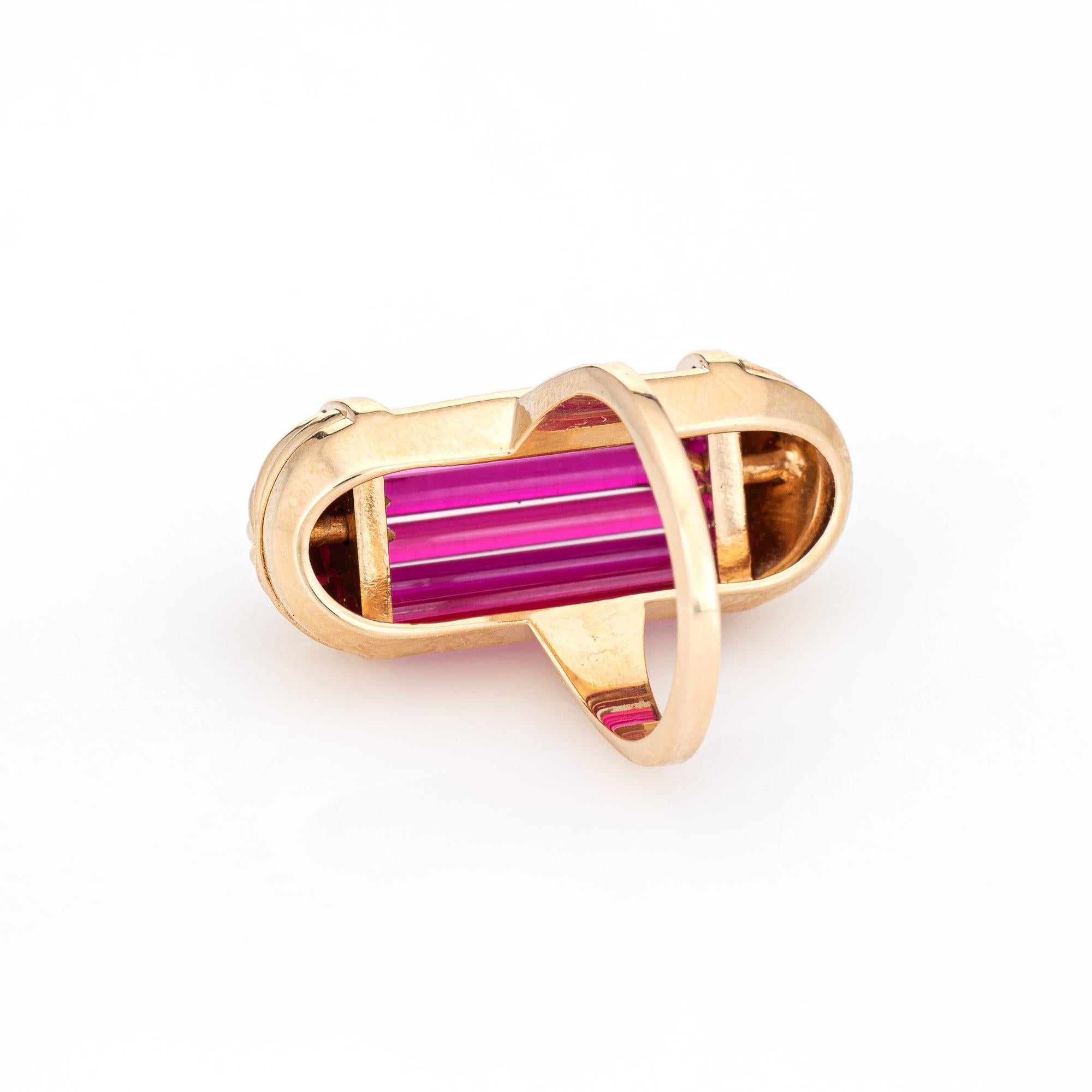Women's Retro Barrel Ring 14k Rose Gold Lab Ruby Long Cocktail Band Pinky Jewelr