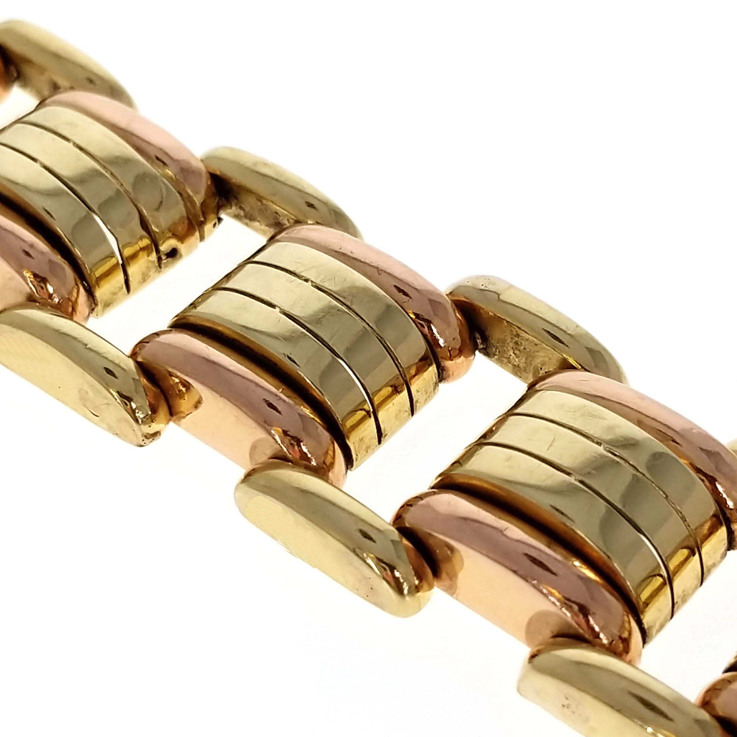 Retro Bi-Colored Gold Tank Bracelet, 14 Karat In Good Condition In New York, NY