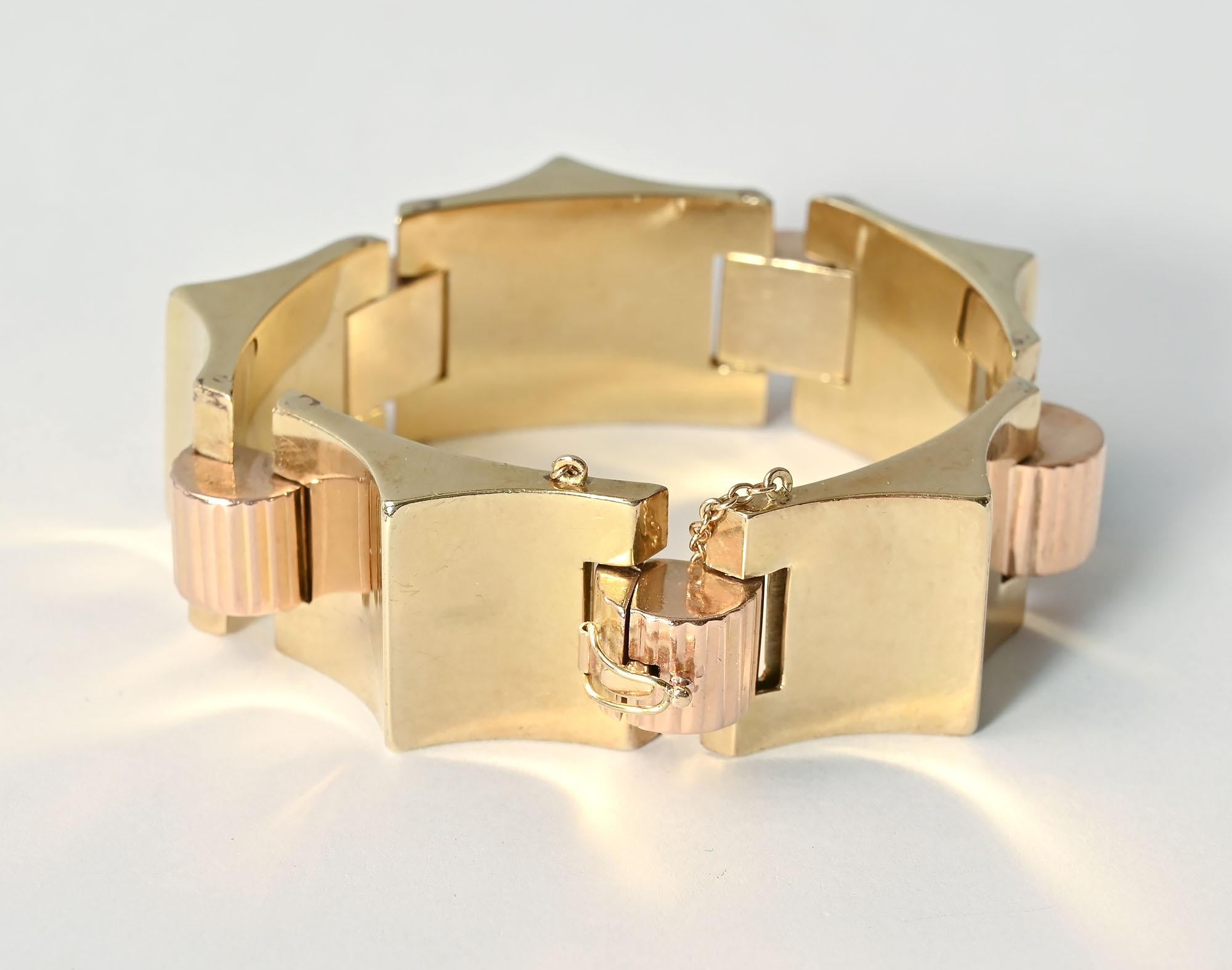 Bracelet rétro en or bicolore Unisexe en vente
