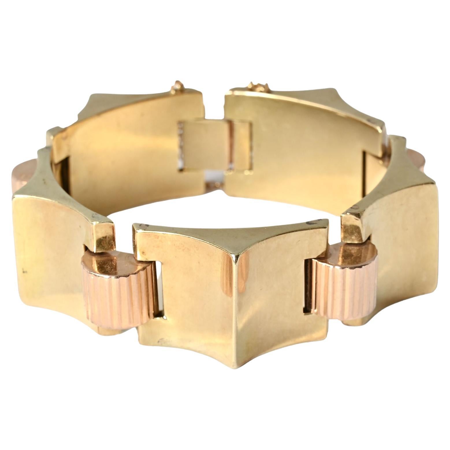 Retro Bicolor-Armband aus Gold im Angebot