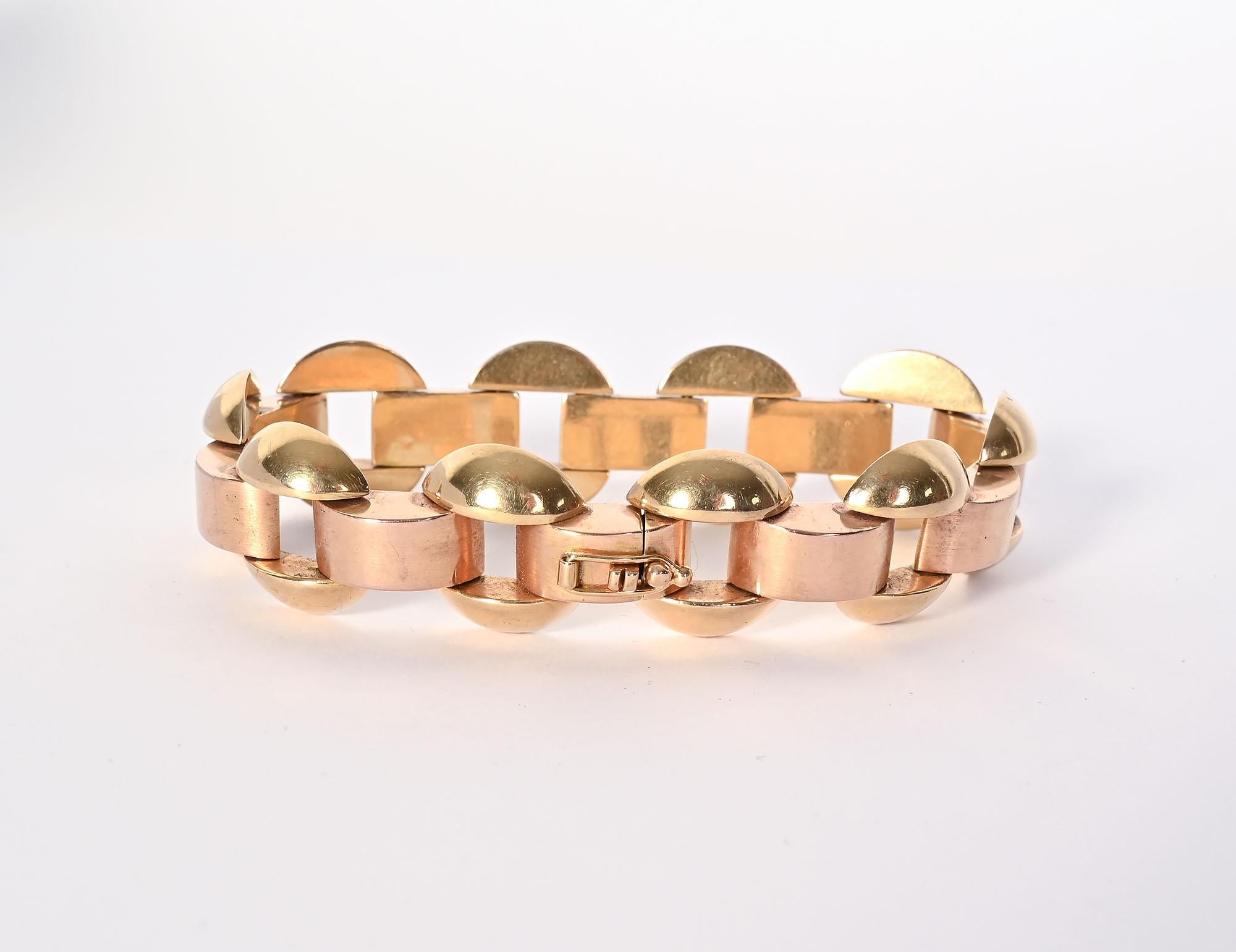 Bracelet rétro à maillons en or bicolore Unisexe en vente