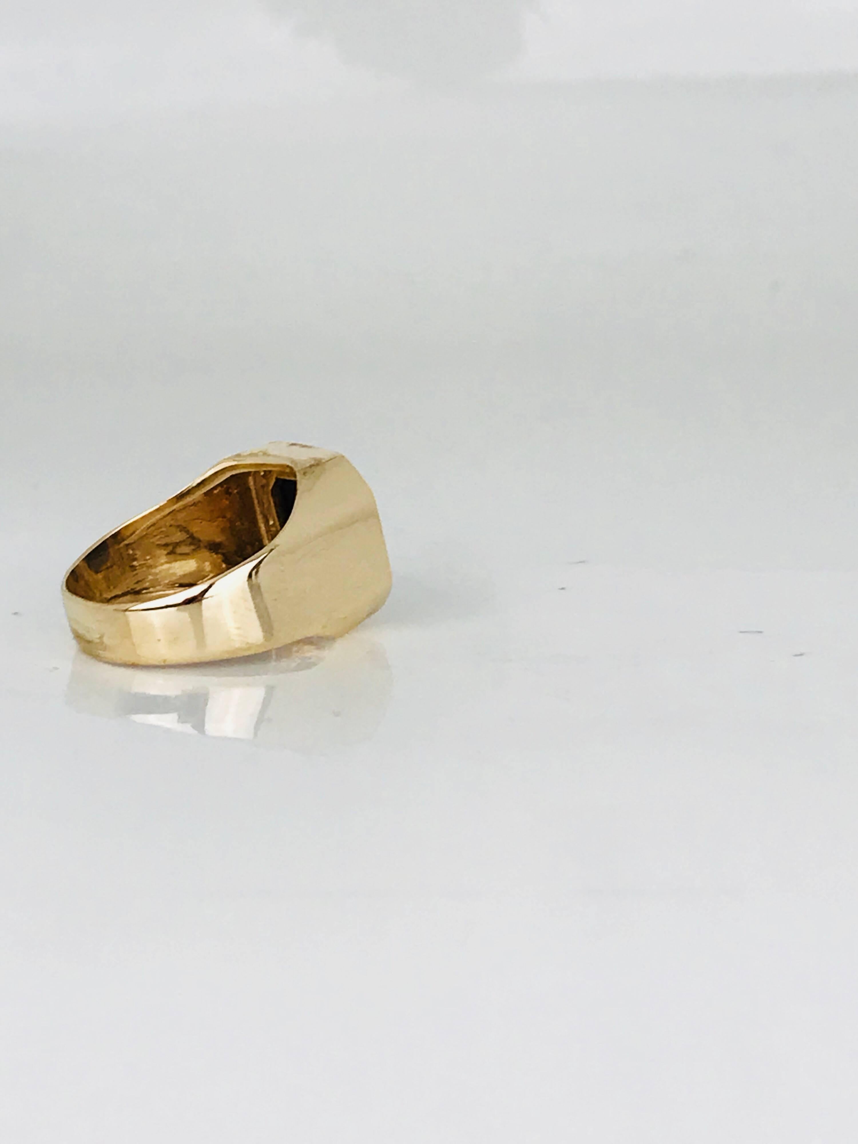Retro Black Onyx Gent Yellow Gold Ring, .80 Carat Channel-Set Diamonds For Sale 1