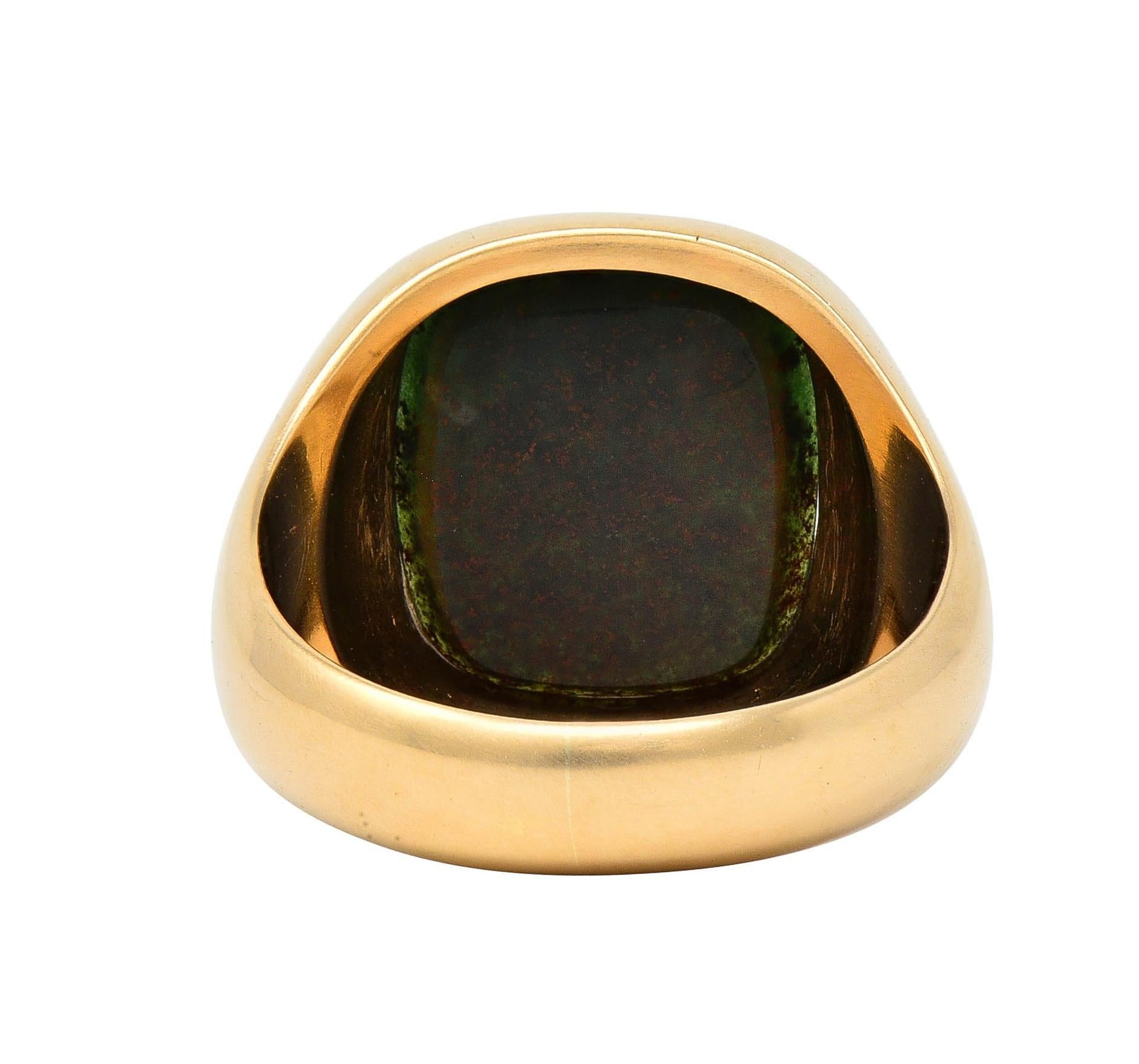 Retro Bloodstone 14 Karat Yellow Gold Vintage Unisex Signet Ring 2