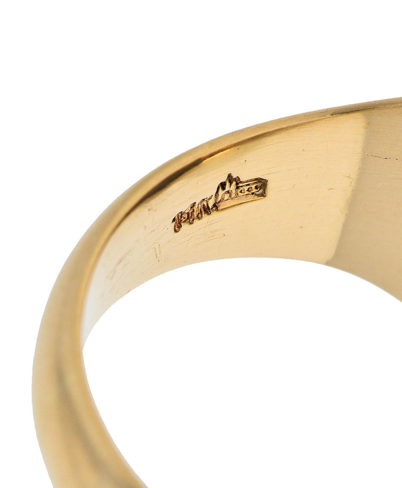 Retro Bloodstone 14 Karat Yellow Gold Vintage Unisex Signet Ring 5