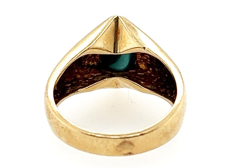 Retro Cat's Eye Ring GIA Blue Green Tourmaline Oval Cabochon Original ...