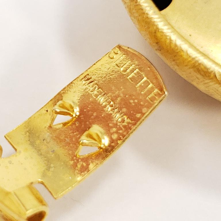 Französische Retro Bluette-Schuhklammern aus strukturiertem Gold mit Knopfleiste, Retro für Damen oder Herren im Angebot