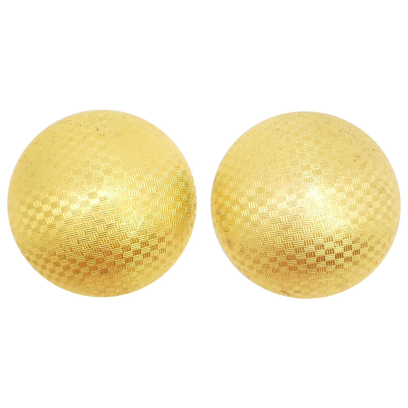 Retro Bluette French Textured Gold Button Shoe Clips For Sale
