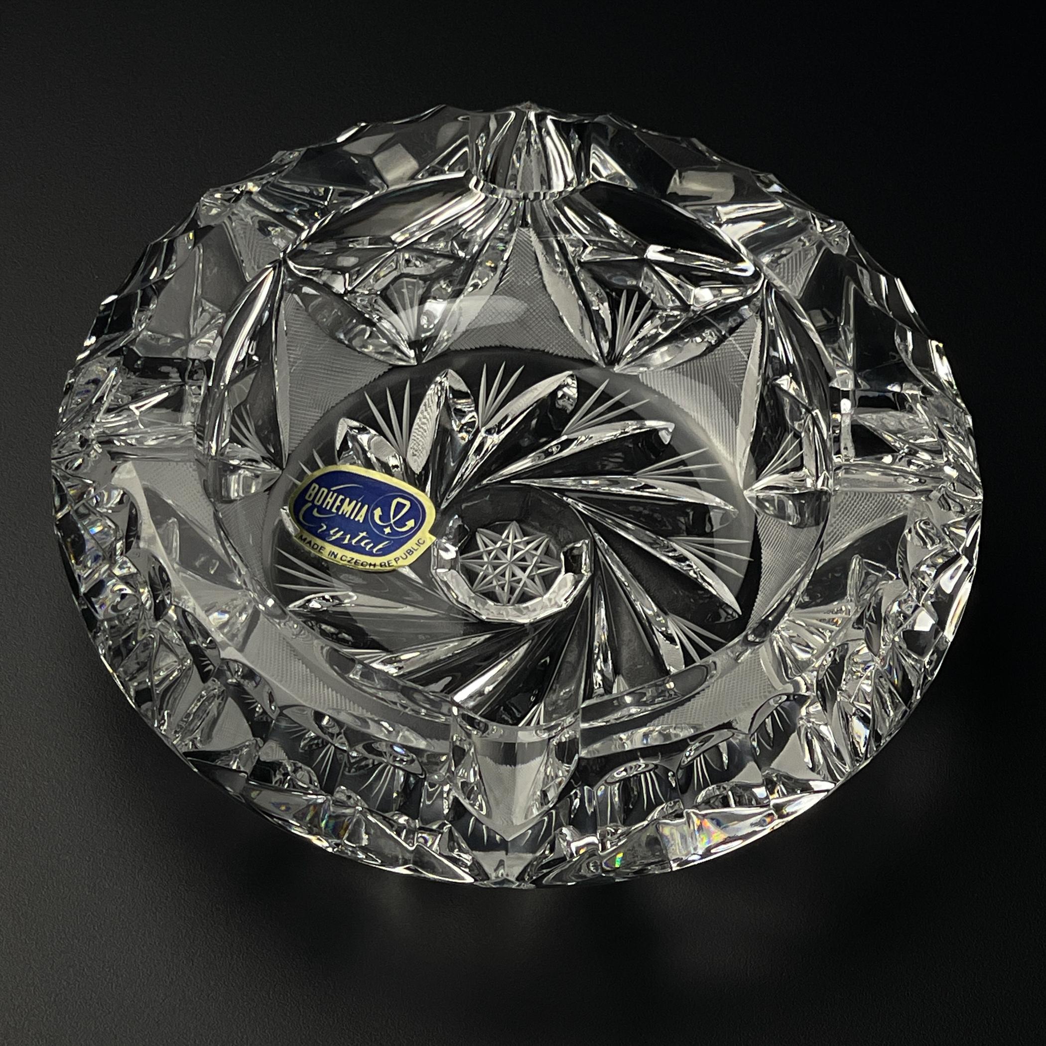 Retro Bohemian glass ashtray by Bohemia Crystal, Czech Republic, 1990s For Sale 9