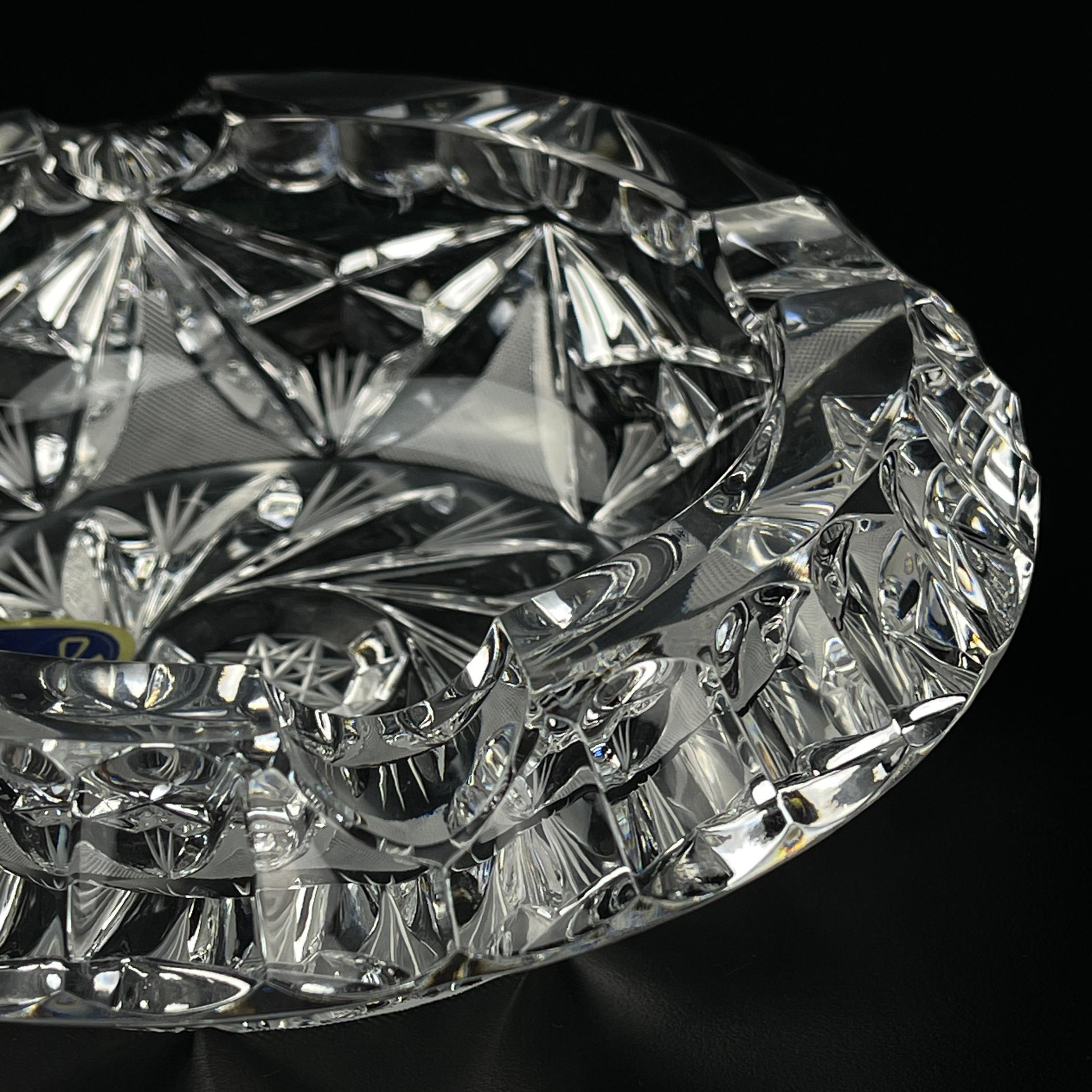 Retro Bohemian glass ashtray by Bohemia Crystal, Czech Republic, 1990s For Sale 10