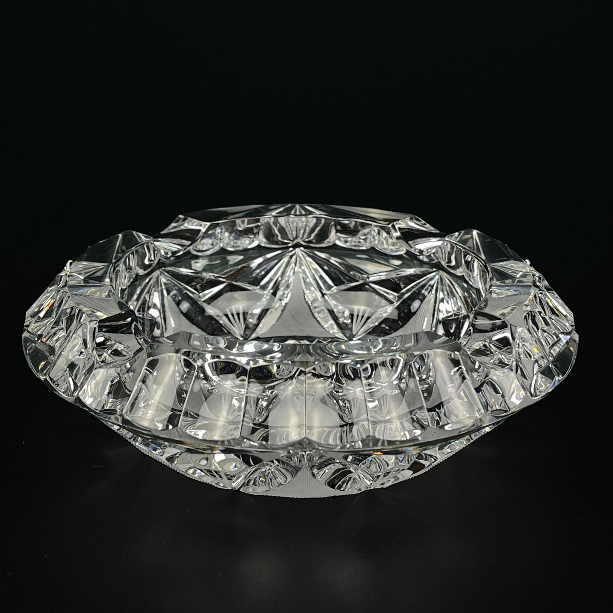 Retro Bohemian glass ashtray by Bohemia Crystal, Czech Republic, 1990s For Sale 11