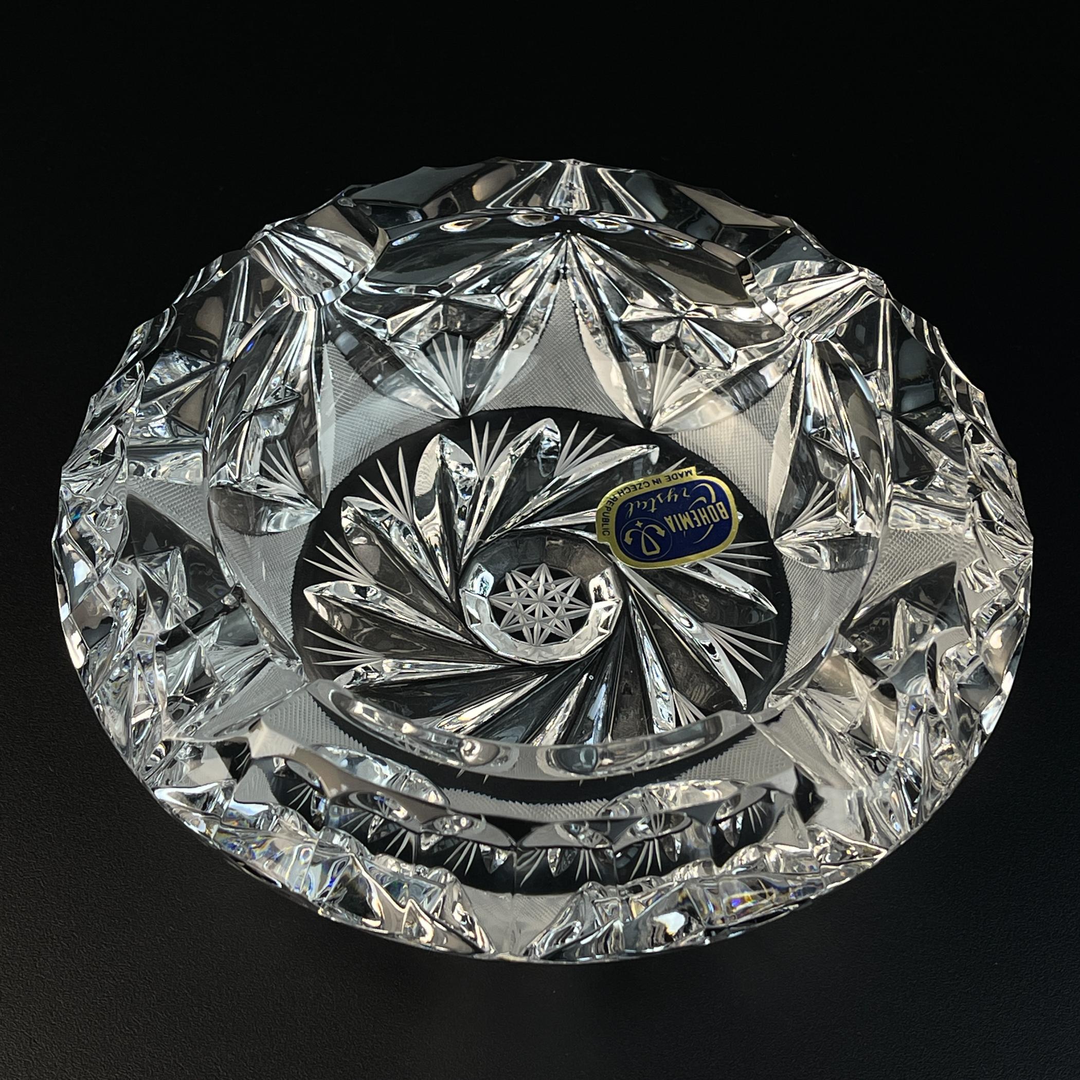 20th Century Retro Bohemian glass ashtray by Bohemia Crystal, Czech Republic, 1990s For Sale