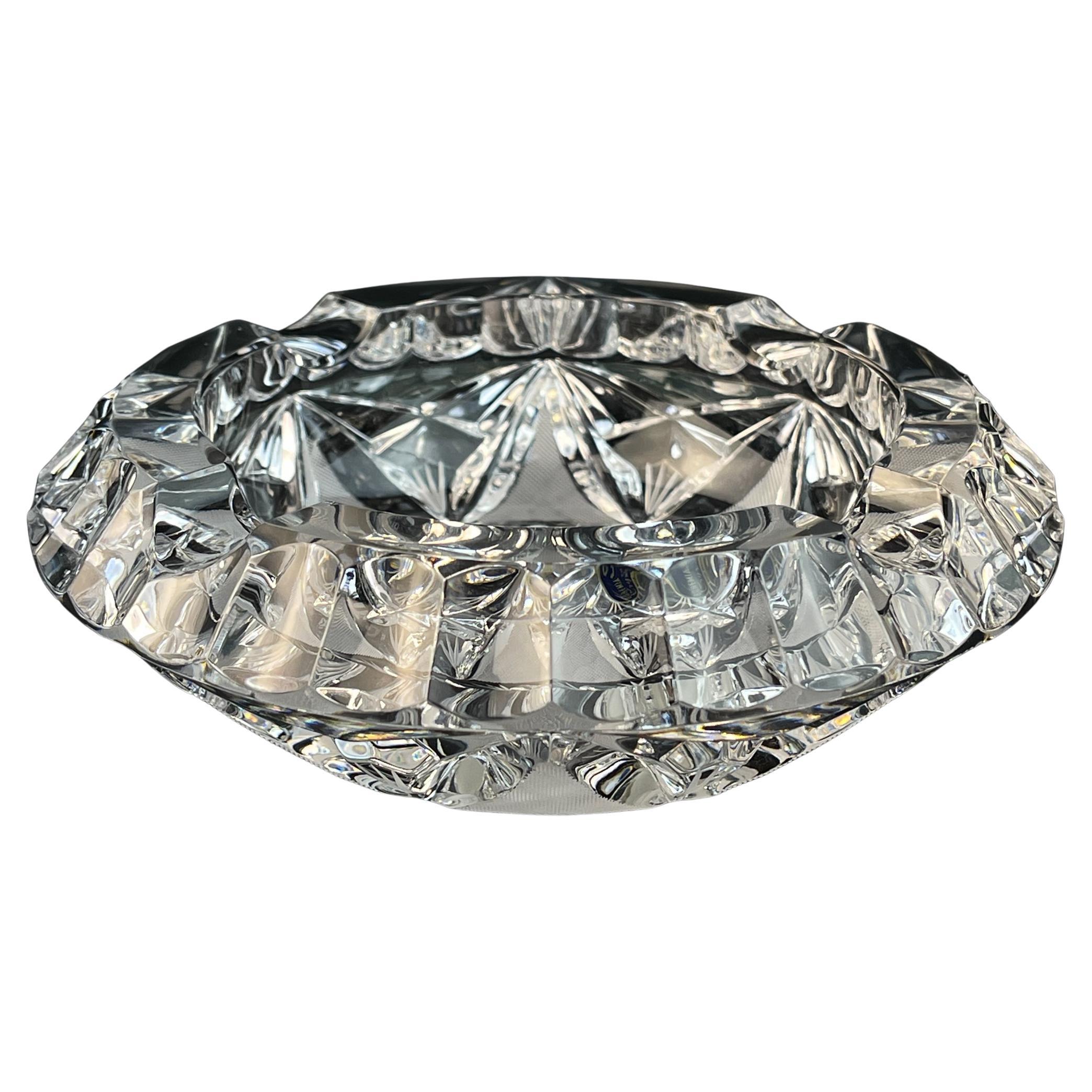 Cenicero retro de cristal de Bohemia Crystal, República Checa, años 90