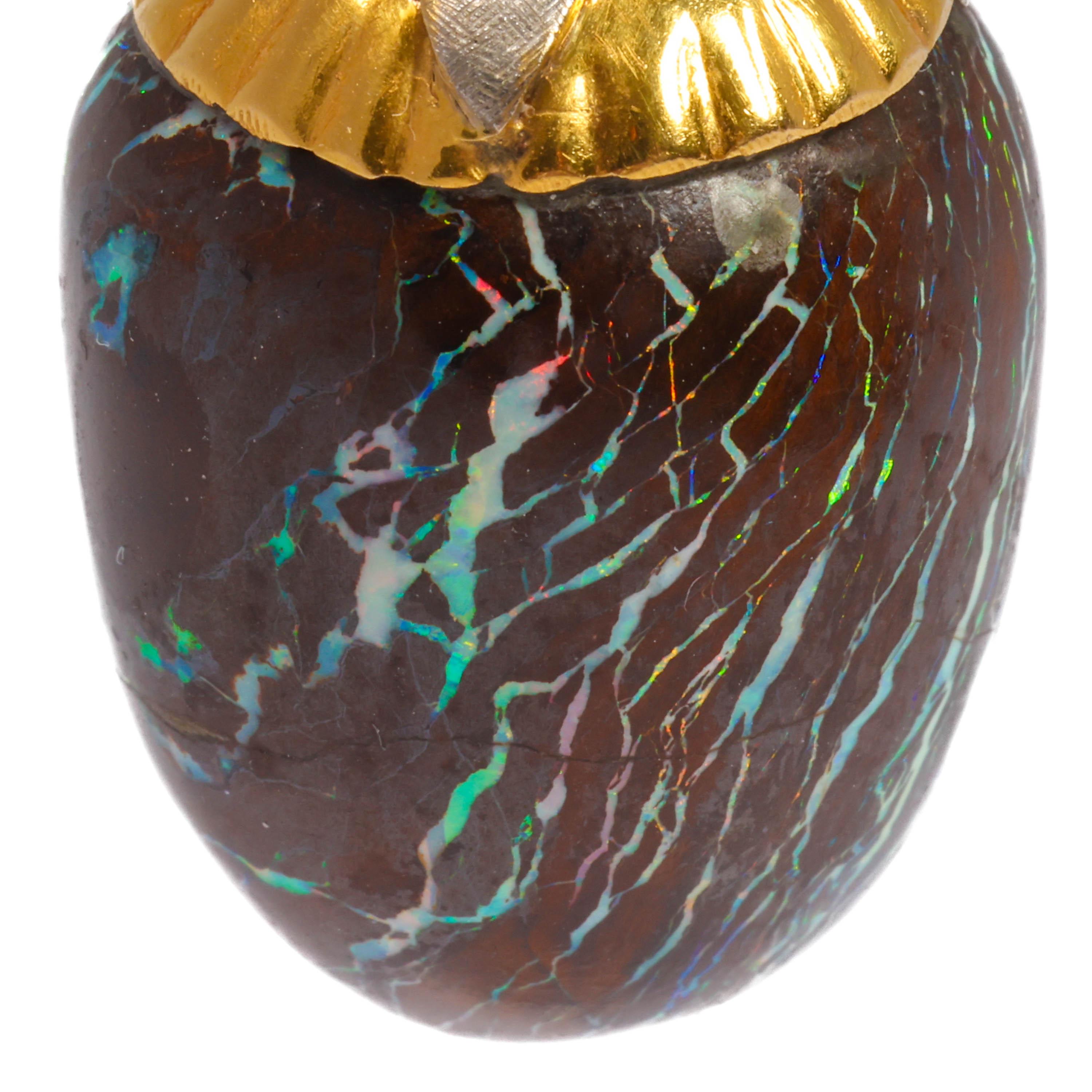 Pendentif en opale avec chaîne, Boulder Opal, Circa 1940s en vente 1