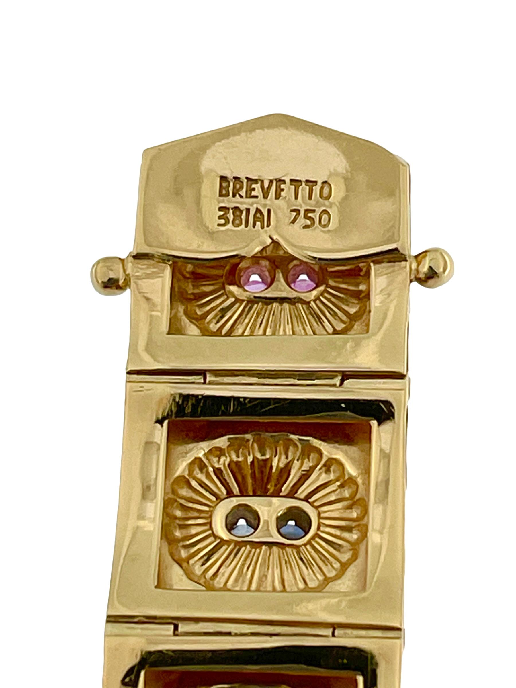 Retro Bracelet by Brevetto Yellow Gold Rubies and Sapphires In Excellent Condition For Sale In Esch sur Alzette, Esch-sur-Alzette
