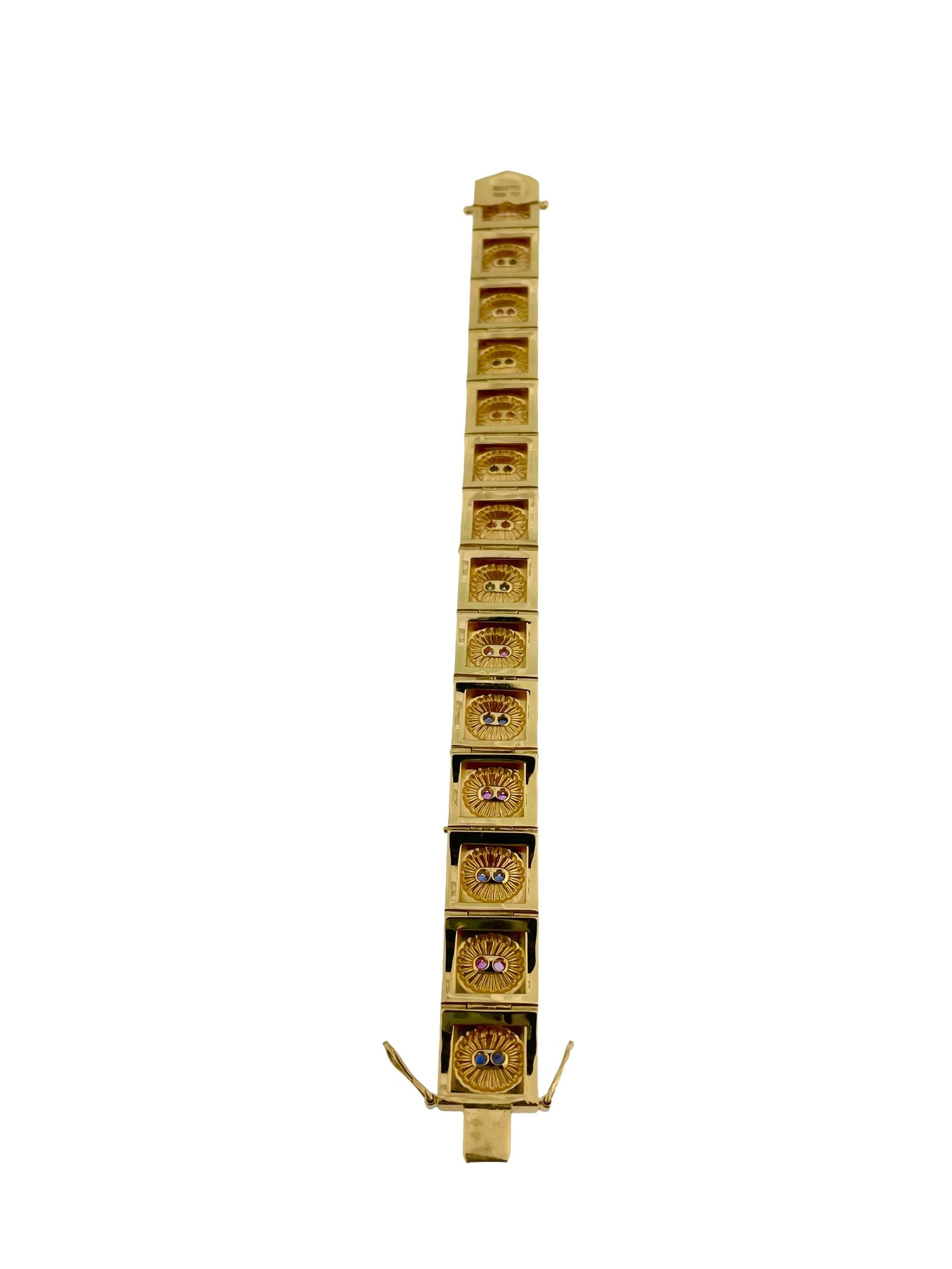 Retro-Armband von Brevetto aus Gelbgold mit Rubinen und Saphiren im Angebot 2