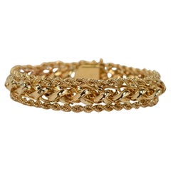 Retro Statement-Armband aus geflochtenem 14 Karat Gelbgold
