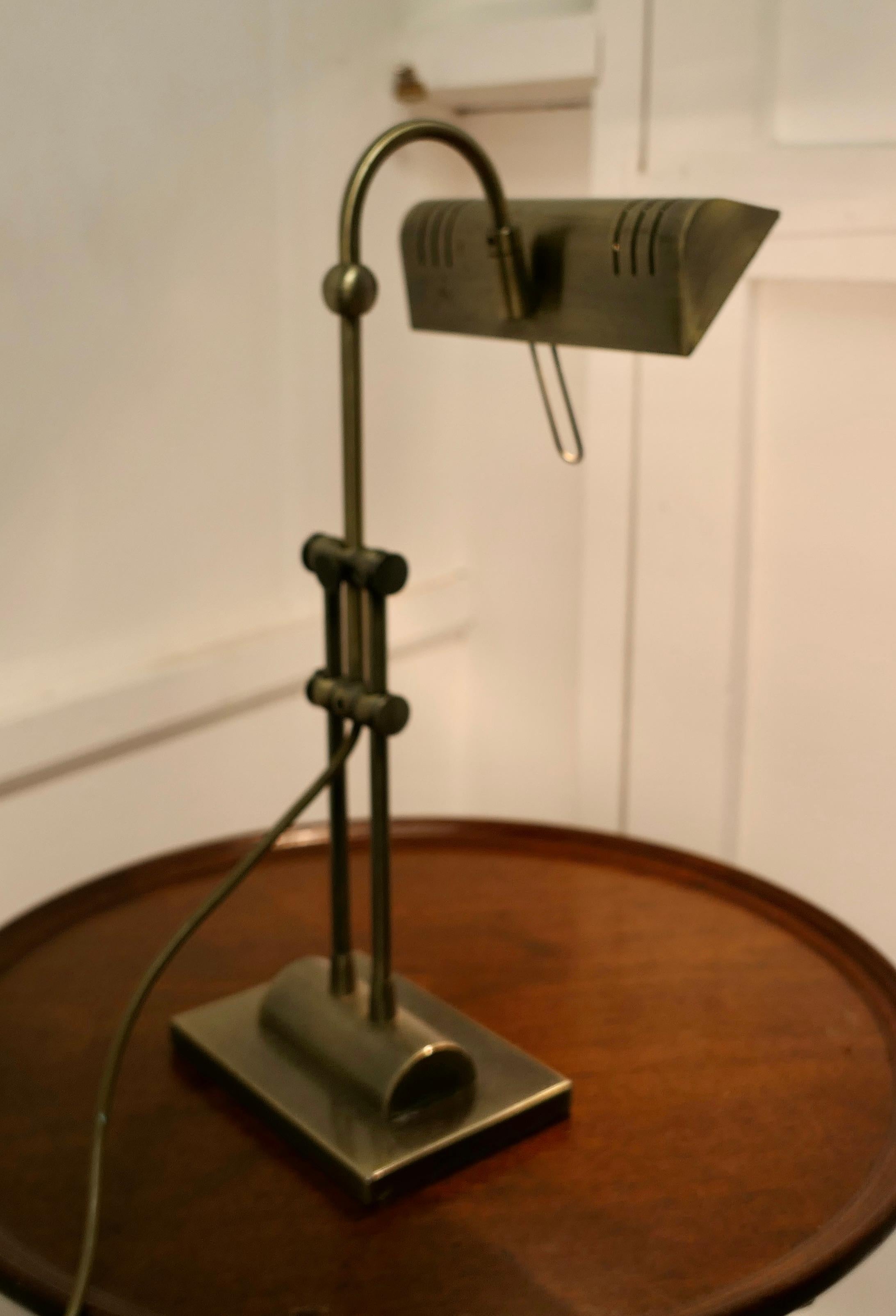 Art Deco Retro Brass Adjustable Bankers’s Desk Lamp   